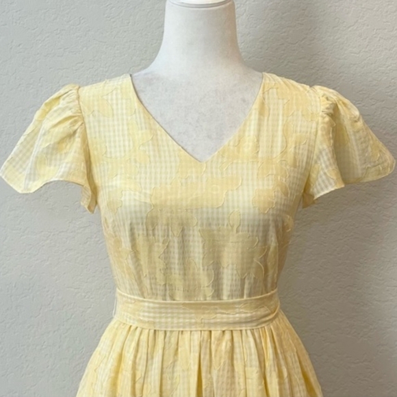 Rachel Parcell Women's Yellow Burnt-out Gingam Midi Dress - Picture 13 of 14